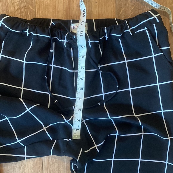 Merona black windowpane joggers pull on with pockets and drawstring small - Picture 6 of 8
